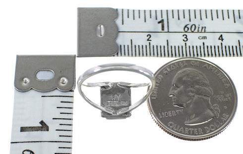 Turquoise Inlay Southwest Sterling Silver Ring Size 6-1/4 FX93715